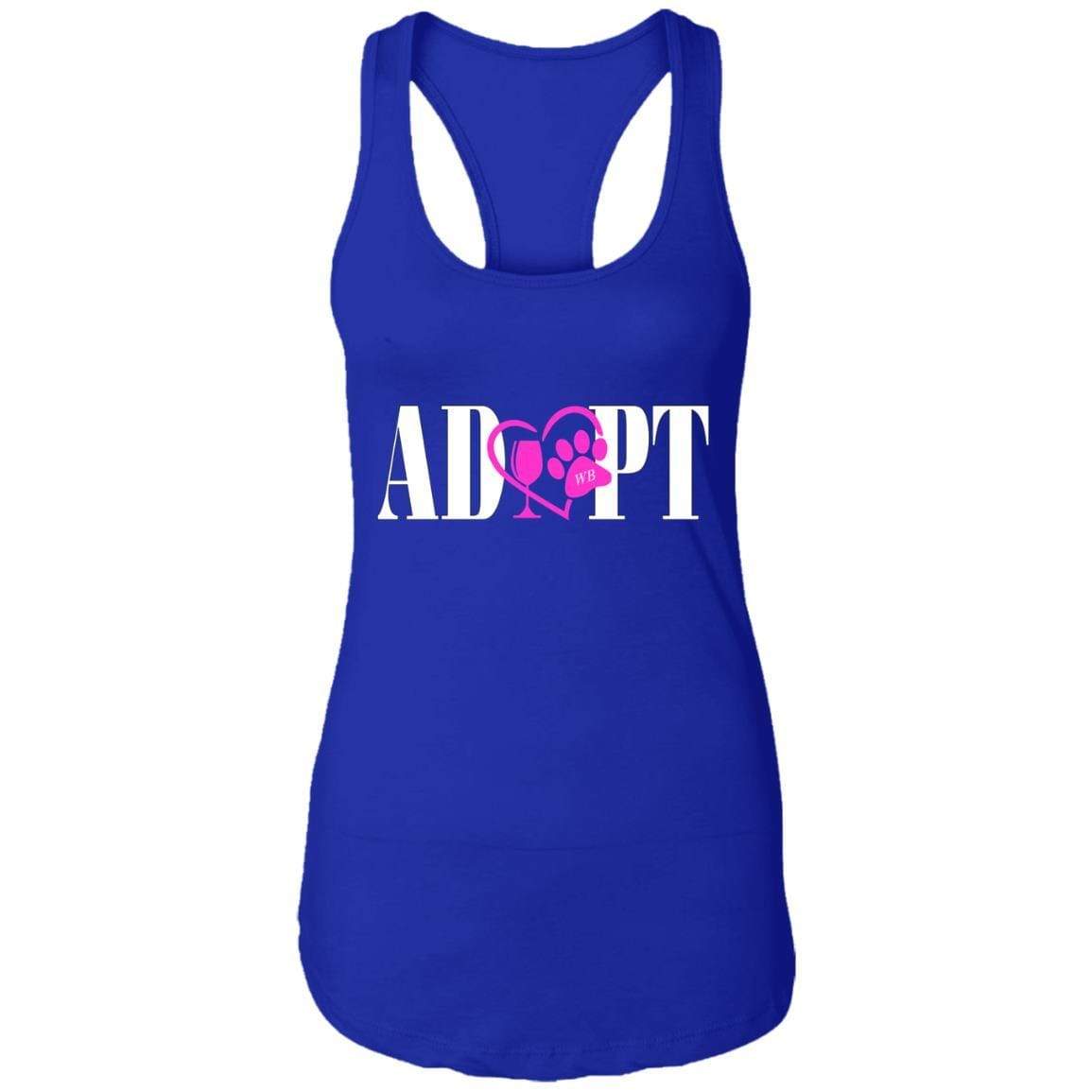 Tank Top Royal / X-Small WineyBitches.Co “Adopt” Ladies Ideal Racerback Tank-Pink Heart-Wht Lettering WineyBitchesCo