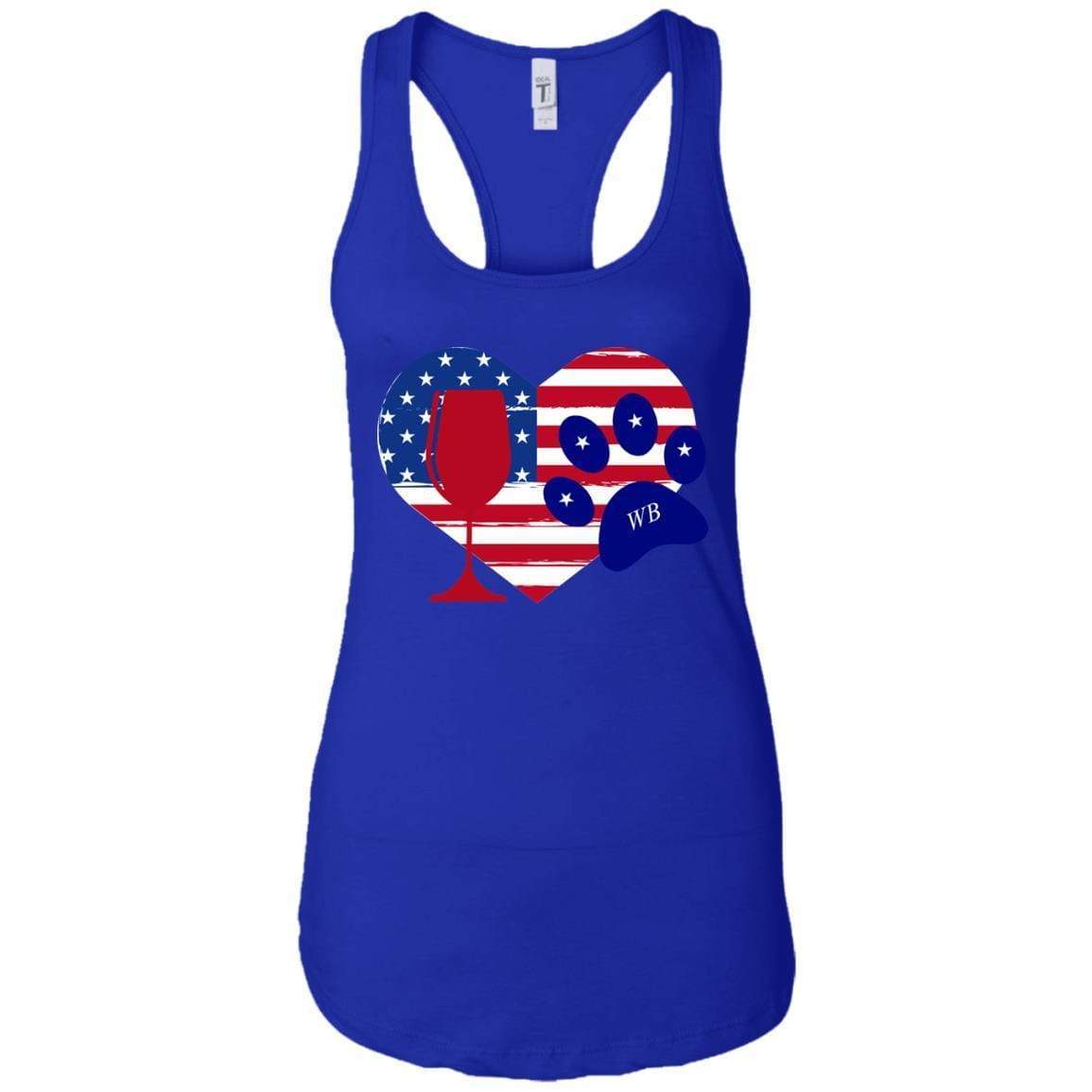 Tank Top Royal / X-Small WineyBitches.Co American Wine Paw Heart Ladies Ideal Racerback Tank WineyBitchesCo