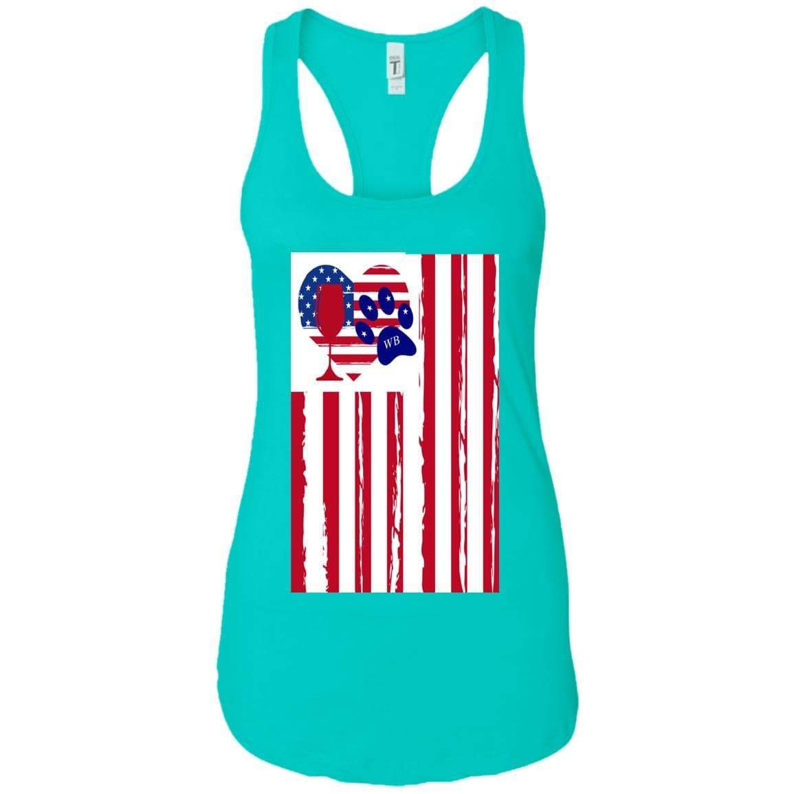 Tank Top Tahiti Blue / X-Small WineyBitches.Co American Flag Wine Paw Heart Ladies Ideal Racerback Tank WineyBitchesCo