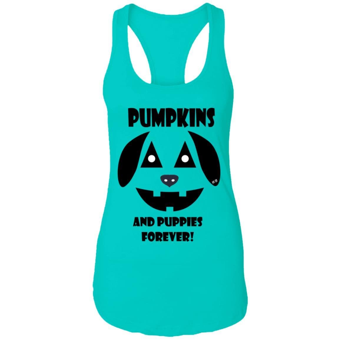 Tank Top Tahiti Blue / X-Small WineyBitches.Co "Pumpkins And Puppies Forever" Halloween Ladies Ideal Racerback Tank WineyBitchesCo