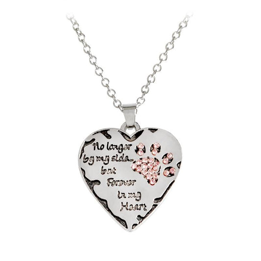 Winey Bitches Co Pet Necklace "no longer by my side, but forever in my heart" paw claw Shape Pendant Necklace WineyBitchesCo